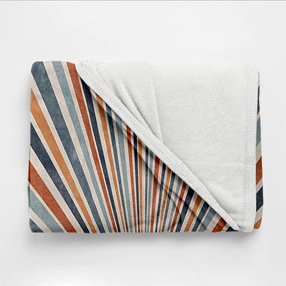 Boho Colorful Sunrise Throws Blankets Abstract Mid Century Modern Throw Blanket Minimalist Sun Boho Leaves Aesthetic Soft Warm Bed Bedding Women Blankets for Couch Bedroom Office 70"x80"