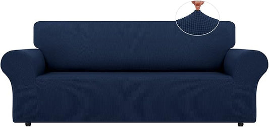 LURKA Stretch Oversized Sofa Slipcovers 1 Piece Couch Covers for 3 Cushion Couch Sofa Furniture Protector Full Sofa Covers with Elastic Bottom for Kids and Pet (X-Large, Navy)
