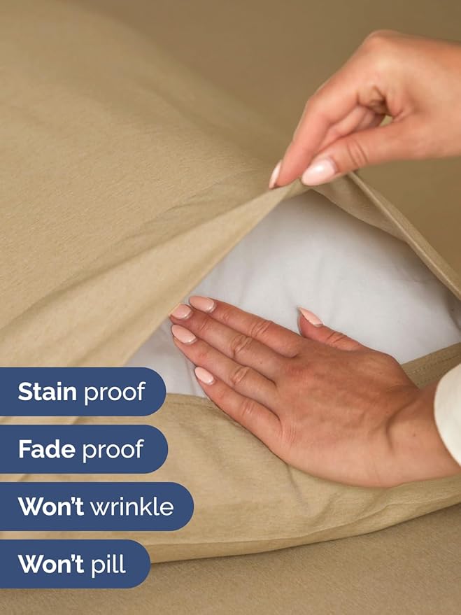 Extra Deep Pocket Twin Sheets - 3 Piece Breathable & Cooling Bed Sheets - Hotel Luxury Bed Sheet Set - Soft, Wrinkle Free & Comfy - Easily Fits Extra Deep Mattresses - Deep Pocket Heathered Tan Sheets