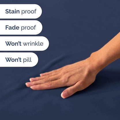 RV Short Queen Sheet Set 60 X 75 - 4 Piece RV Short Queen Bed Sheets - Soft, Breathable & Cooling - Designed for Bunks, Trailers & Camper - Fits 8” to 12" Mattress - Hotel Luxury Bedding - Navy Blue