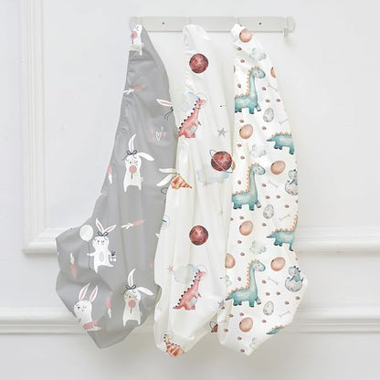 Nap Mat Sheet 47"x24", 3 Pack Dinosaur Baby Crib Sheets Fitted Elastic Corners, Preschool Day Care Rest Mat Cover, Soft Breathable - Compatible with Regalo My Cot, Joovy Travel Cot