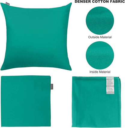 4-Pack 100% Cotton Comfortable Solid Decorative Throw Pillow Case,Thmyo Square Cushion Cover Pillowcase Sublimation Blank Pillow Covers DIY Throw Pillowcase for Sofa(16x16 inch/ 40x40cm,Lake Blue)