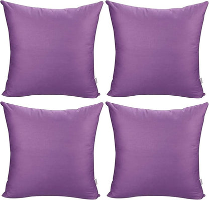 Thmyo 4-Pack 100% Cotton Comfortable Solid Decorative Throw Pillow Case, Square Cushion Cover Pillowcase Sublimation Blank Pillow Covers DIY Throw Pillowcase for Sofa(16x16 inch/ 40x40cm,Purple)