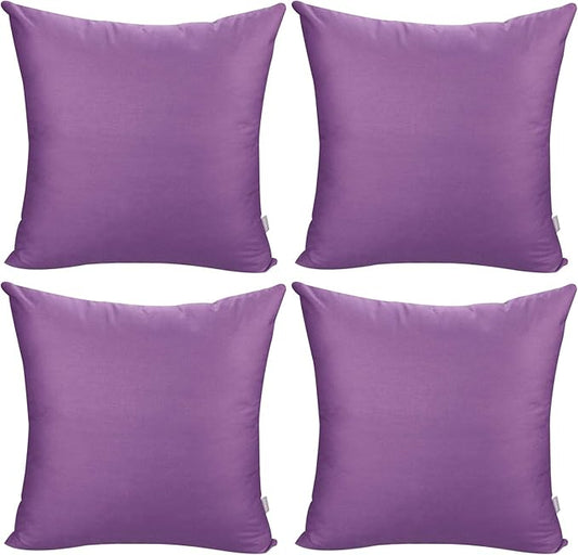 Thmyo 4-Pack 100% Cotton Comfortable Solid Decorative Throw Pillow Case, Square Cushion Cover Pillowcase Sublimation Blank Pillow Covers DIY Throw Pillowcase for Sofa(16x16 inch/ 40x40cm,Purple)