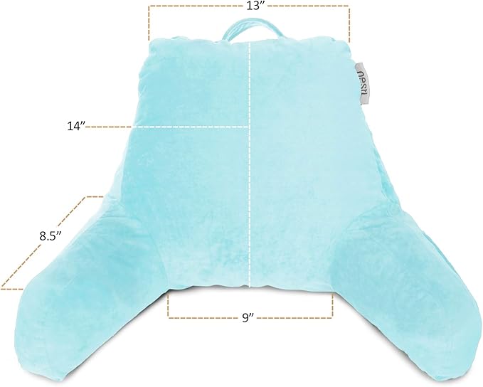 Nestl Reading Pillow for Kids & Teens with Shredded Memory Foam, Backrest Pillows for Reading, Watching, and Gaming, Use on The Couch, Bed, or Floor, Adjustable Support with Washable Cover Light Blue