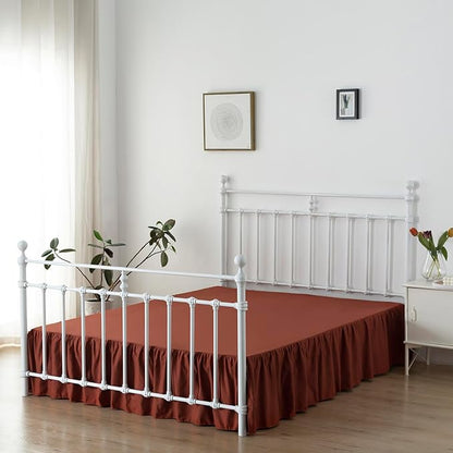 Bed Skirt Full Size Ruffled Bed Skirts with Split Corners, 14 Inch Drop Dust Ruffle Bed Skirt with Platform, Rust, 14'' Full