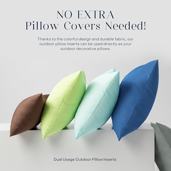 Phantoscope Pack of 2 Premium Outdoor Pillow Inserts, Dual Usage Waterproof Throw Pillows No Cover Needed, Decorative Couch Sham Cushion Stuffer Patio Couch Tent, White 18 x 18 Inches