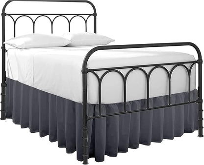 Cottingon Ruffled Bed Skirt with Split Corners-Dust Ruffle - 22" Drop 100% Microfiber Soft,Sheen & Luxurious Look - Bed Skirts (Dark Grey -King)