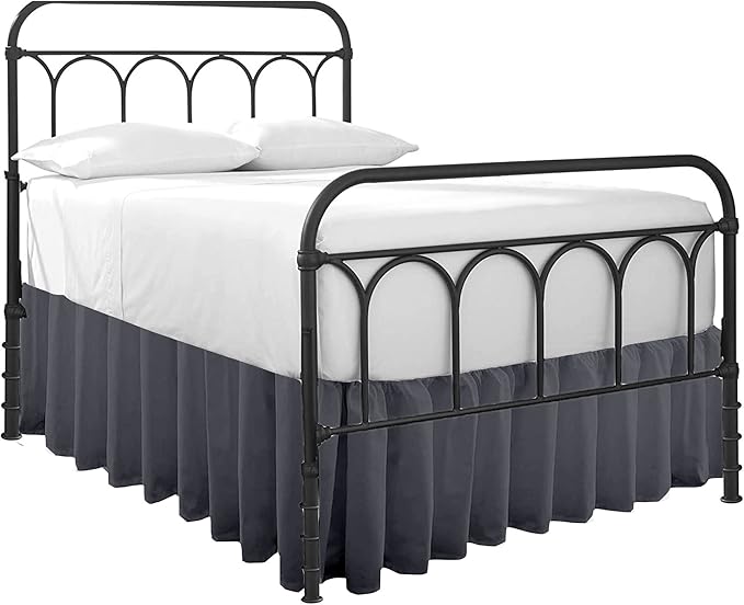 Ruffled Bed Skirt with Split Corners-Dust Ruffle - 18" Drop 100% Microfiber Soft,Sheen & Luxurious Look - Bed Skirts (Dark Grey -King)