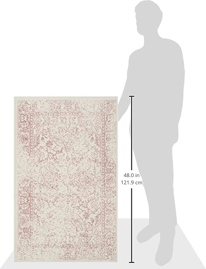 SAFAVIEH Adirondack Collection Accent Rug - 2'6" x 4', Ivory & Rose, Distressed Vintage Floral Design, Non-Shedding & Easy to Clean, Ideal for Front Door, Kitchen, Entryway, Foyer (ADR109H)