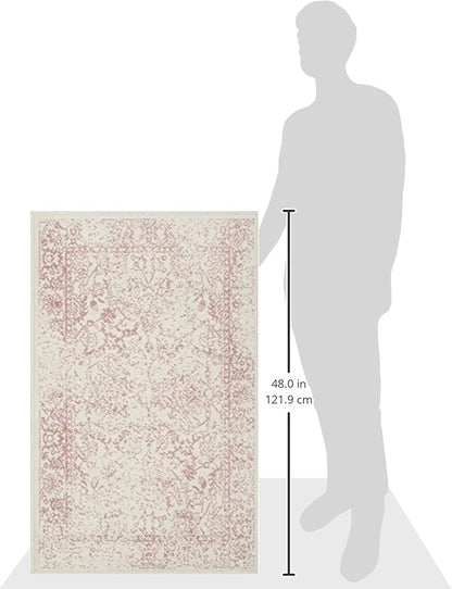 SAFAVIEH Adirondack Collection Accent Rug - 2'6" x 4', Ivory & Rose, Distressed Vintage Floral Design, Non-Shedding & Easy to Clean, Ideal for Front Door, Kitchen, Entryway, Foyer (ADR109H)