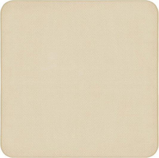 House, Home and More Skid-Resistant Carpet Indoor Area Rug Floor Mat - Ivory Cream - 3 Ft X 3 Ft - Non Slip Rubber Backing, Stain Resistant, Dog Friendly, Living Room Bedroom Kitchen Entryway