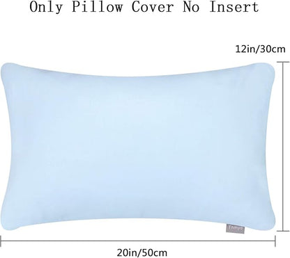 4-Pack 100% Cotton Lumbar Comfortable Solid Decorative Throw Pillow Case,Thmyo Rectangle Cushion Cover Pillowcase Sublimation Blank Pillow Covers DIY Throw Pillowcase(12x20inch/30x50cm, Light Blue)
