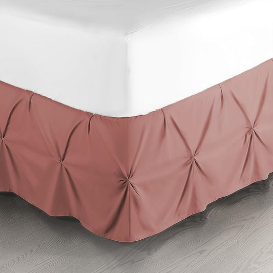 Nestl Pink Clay Bed Skirt Twin Size, Pinch Pleat Twin Bed Skirt, 14" Inch Drop Twin Bedskirt, Hotel Quality Pink Clay Bed Skirts, Premium Microfiber Bedskirt for Twin Bed, Pink Clay Twin Bed Skirt