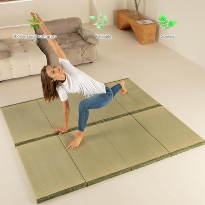 MustMat Tatami Mat Japanese Floor Mattress Traditional Japanese Futon Floor Mattress Rush Grass Foldable Bed 35.4"x78.7"x1.2" (1 Piece)