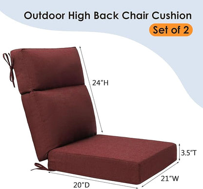 Sunbrella Outdoor High Back Chair Cushion Seat Pads, 44 x 21 Inch Water-Repellent & Fade-Resistant Patio Furniture Cushions with Ties for Adirondack, Rocking Chairs, Spectrum Brick
