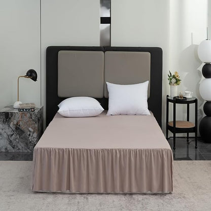 Bed Skirt Full Size Ruffled Bed Skirt with Split Corners, 16 Inch Drop Dust Ruffle Bed Skirts with Platform, Khaki