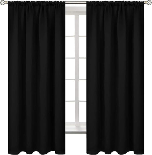 BGment Black Out Bedroom Curtains 63 Inch Length 2 Panels - Thermal Insulated Winter Drapes with Rod Pocket Room Darkening Privacy for Living Room, 42 x 63 Inch