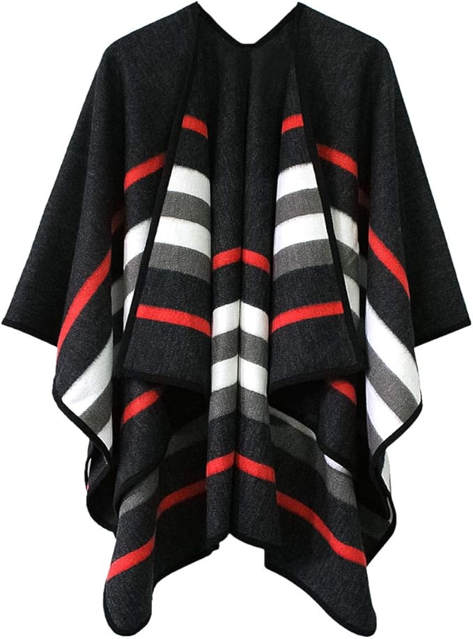 Women's Vintage Pattern Open Front Poncho Cape Shawl Winter Shawl Wraps