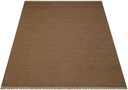 Rugsotic Carpets Hand Woven Flat Weave Kilim Wool 4'x6' Area Rug Solid Cream D00111