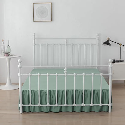 Bed Skirt Queen Size Ruffled Bed Skirt with Split Corners, 18 Inch Drop Dust Ruffle Bed Skirts with Platform, Sage Green, 18" Queen