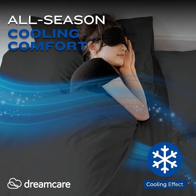 DREAMCARE Full Size Sheets - Cooling Bed Sheets - 4pcs Set - up to 15" Deep Pocket Full Sheet Set - Sheets Full Size Bed - Soft & Long Lasting 100% Fine Brushed Polyester with Side Pocket - Gray