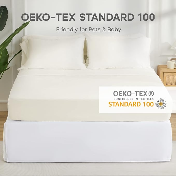 SONIVE Twin Bed Skirt,15" Drop Pleated Dust Ruffle,Classic Tailored Easy Fit Brushed Microfiber Skirts Hotel Quality Shrinkage & Fade Resistant White