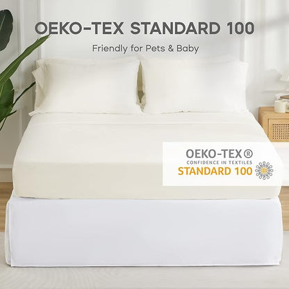 SONIVE Queen Bed Skirt,15" Drop Pleated Dust Ruffle,Classic Tailored Easy Fit Brushed Microfiber Skirts Hotel Quality Shrinkage & Fade Resistant White