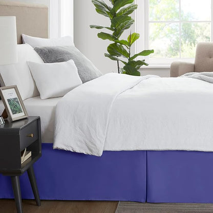 Nestl Royal Blue Blue Bed Skirt Queen Size - Queen Bed Skirt 14 Inch Drop - Brushed Microfiber Bed Skirts - Hotel Quality Pleated Bed Skirt - Shrinkage & Fade Resistant