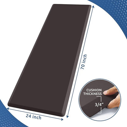 KitchenClouds Kitchen Mat Cushioned Anti Fatigue Rug 24"x70" Waterproof, Non Slip, Standing and Comfort Desk/Floor Mats for House Sink Office (Chocolate)