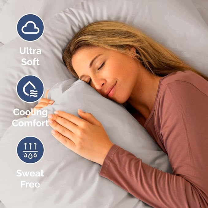 Cot Sheet Set 30” x 75” – 4 Piece Cot Size Narrow Twin Mattress Sheets – Ideal for Camper Bunk, RVs, Bunks, Day Care & Camping - Fits 6” to 10” Mattress, Ultra-Soft, Breathable & Cooling - Light Grey