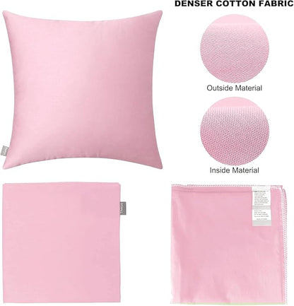 Thmyo 4-Pack 100% Cotton Comfortable Solid Decorative Throw Pillow Case Square Cushion Cover Pillowcases Sublimation Blank DIY Pillow Covers for Sofa(Only Covers, No Pillows)(20x20inch/50x50cm,Pink)