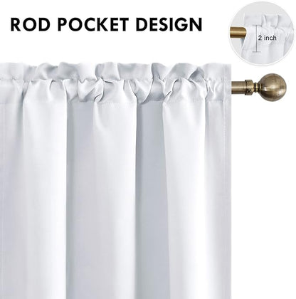 DWCN Blackout Curtains for Bedroom – Thermal Insulated Energy Saving Drapes for Living Room, Greyish White, W 38 x L 84 Inch, Set of 2 Rod Pocket Curtain Panels