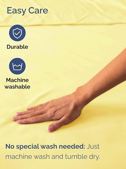 Extra Deep Twin XL Fitted Sheet - Hotel Luxury Single Fitted Sheet Only - Easily Fits 18 inch to 24 inch Mattress - Ultra Soft, Wrinkle & Fade Free w/Extra Deep Pockets - Breathable & Comfy - Yellow
