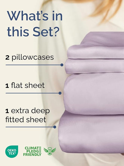 Extra Deep Pocket Full Sheets - 4 Piece Breathable & Cooling Bed Sheets - Hotel Luxury Sheet Set - Soft, Wrinkle Free & Comfy - Easily Fits Extra Deep Mattresses - Deep Pocket Light Lavender Sheets