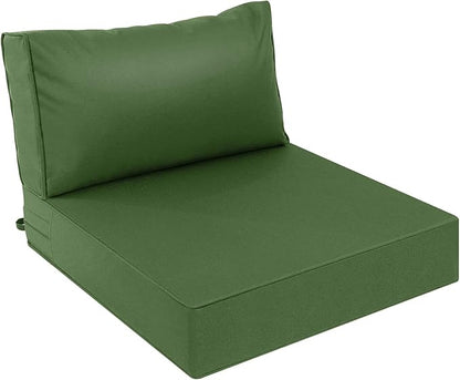 AAAAAcessories Outdoor Deep Seat Cushions, Waterproof, Fade-Resistant Patio Furniture Replacement Cushions, 25.5" x 25.5" x 5" + 25.5" x 13.5", Dark Moss Green