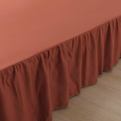 Bed Skirt Queen Size Ruffled Bed Skirt with Split Corners, 14 Inch Drop Dust Ruffle Bed Skirt with Platform, Rust, 14'' Queen