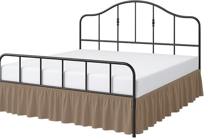 Cottington Lane Ruffled Bed Skirt Queen Size with Split Corner, Brushed Microfiber Hotel Quality Taupe Dust Ruffle, 14 Inch Drop Gathered Bedskirt, Soft and Stylish, Shrinkage and Fade Resistant