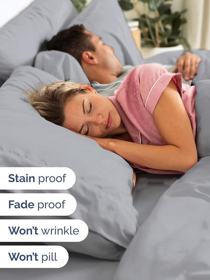Extra Deep Pocket Split King Sheets - 5 Piece Breathable & Cooling Bed Sheets - Hotel Luxury Bed Sheet Set - Soft, Wrinkle Free & Comfy - Easily Fits Extra Deep Mattresses - Steel Blue Sheets Set