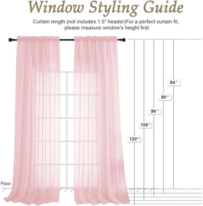 OVZME Blush Pink Sheer Curtains 120 Inches Long 2 Panels Set, 59 Inch Extra Wide Soft Airy Lightweight Sheer Curtains for Living Room, Farmhouse Voile Filmy Rod Pocket Drapes, 59Wx120L Inches