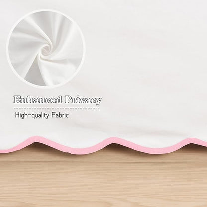 HIG Off-White Chic Queen Bed Skirt - Easy Fit Scallop Edge Pleated Bedskirts, 14 Inch Drop Anti-Slip Dust Ruffle, Thick Fabric for Enhanced Privacy, Pre-Washed for Long-Lasting Use(N60022)