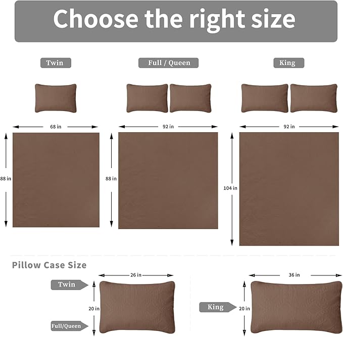 Easy-Going King Size Reversible Quilt Set with 1 Quilt and 2 Pillow Shams, Soft Bed Quilt Cover, Water Resistant Lightweight Microfiber Bedspread, Stain Resistant, Olive Leaf-Brown/Beige