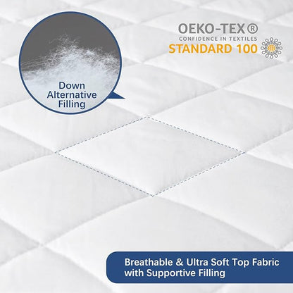 Waterproof Sofa Bed Mattress Protector Pad, Absorbent Full Sleeper Sofa Mattress Topper Cover Quilted, Fitted Mattress Protector, 54" x72", White