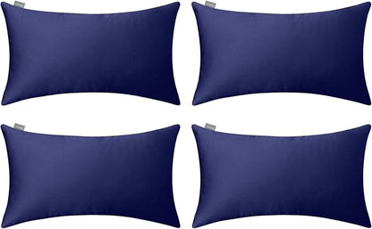 Thmyo 4-Pack 100% Cotton Lumbar Comfortable Solid Decorative Throw Pillow Case Rectangle Cushion Cover Sublimation Blank Pillow Covers Halloween DIY Throw Pillowcase(12x20inch/30x50cm,Dark Blue)