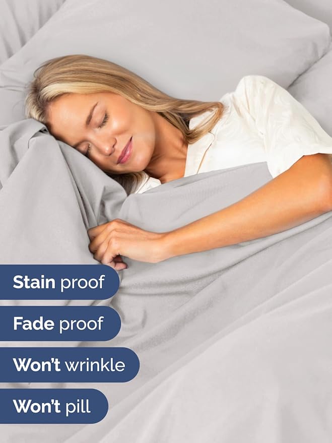 Extra Deep Pocket Twin XL Sheets - 3 Piece Breathable & Cooling Bed Sheets - Hotel Luxury Sheet Set - Soft, Wrinkle Free & Comfy - Easily Fits Extra Deep Mattresses - Deep Pocket French Grey Sheets