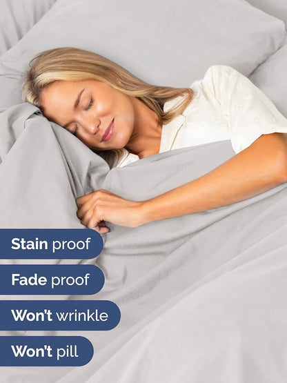 Extra Deep Pocket Twin Sheets - 3 Piece Breathable & Cooling Bed Sheets - Hotel Luxury Bed Sheet Set - Soft, Wrinkle Free & Comfy - Easily Fits Extra Deep Mattresses - Deep Pocket French Grey Sheets