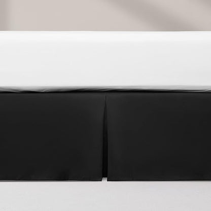 SONIVE Twin Bed Skirt,15" Drop Pleated Dust Ruffle,Classic Tailored Easy Fit Brushed Microfiber Skirts Hotel Quality Shrinkage & Fade Resistant Black