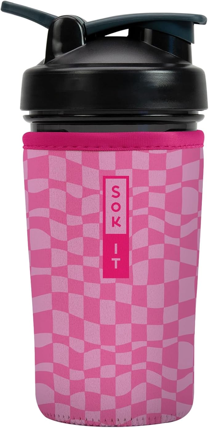 Sok It BotlSok Protein Blender Shaker Bottle Sleeve Insulated Neoprene Cover (Pink Grand Prix, Fits 24oz Blender)