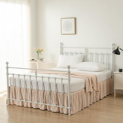 Tufted Dot Bed Skirt Queen Size,Ruffled Bed Skirt with Split Corners, Queen Bed Skirt 16 Inch Drop, Boho Queen Size Bed Skirt Cream for Ruffled Bed Skirt with Split Corners, Bed Skirt Queen Size