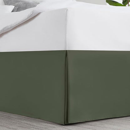 Nestl Olive Green Bed Skirt Cal King Size - Cal King Bed Skirt 14 Inch Drop - Brushed Microfiber Bed Skirts - Hotel Quality Pleated Bed Skirt - Shrinkage & Fade Resistant